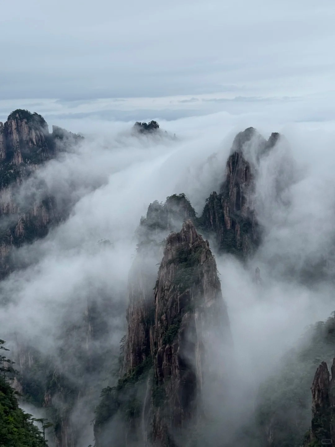 Sunrise over Huangshan (Yellow Mountains) with sea of clouds — one of China’s top natural wonders 