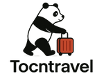 Tocntravel logo highlighting China inbound travel with a panda pulling a suitcase.