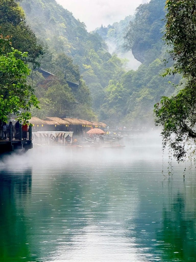 Misty river scenery at Enshi Pingshan Gorge, one of the hidden gems in China