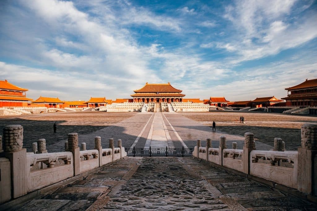 Hall of Supreme Harmony at the Forbidden City, Beijing, grand imperial palace square with traditional Chinese architecture