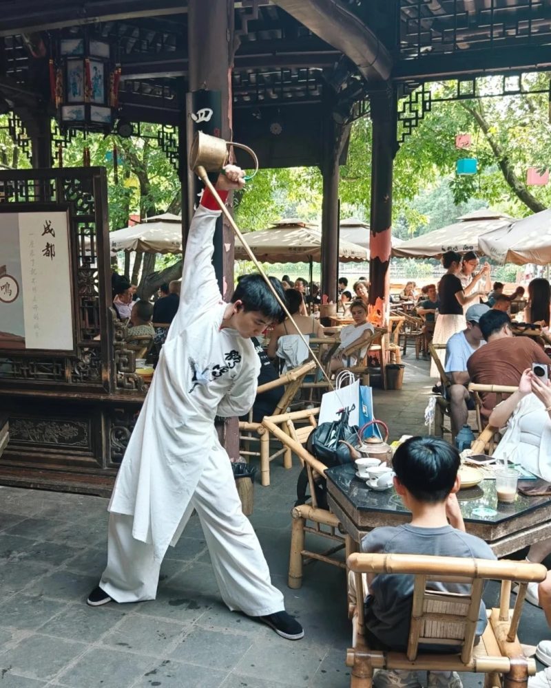 People's Park teahouse in Chengdu with local tea culture