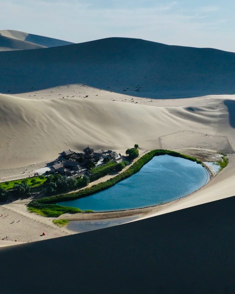 Crescent Lake and Mingsha Mountain oasis in Dunhuang on a 30-day Silk Road China grand tour