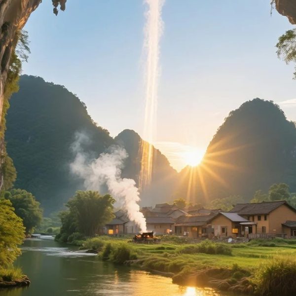 hd_桂林山水，落日余霞。