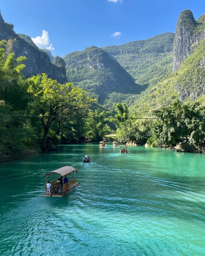 Libo Xiaoqikong karst scenery in Guizhou with emerald water