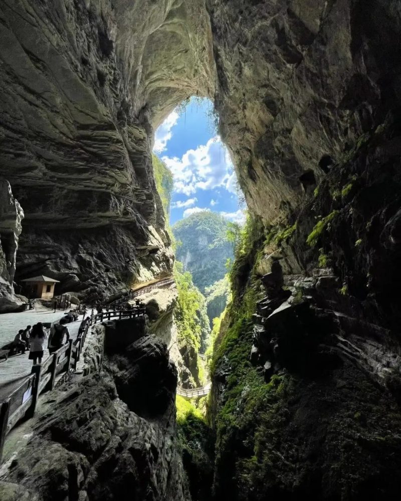 Longshuixia Fissure Gorge boardwalk in Wulong Chongqing