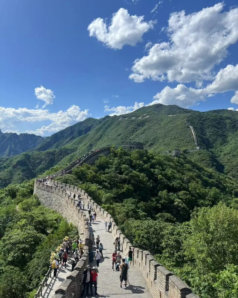 Mutianyu section of the Great Wall near Beijing with mountain views