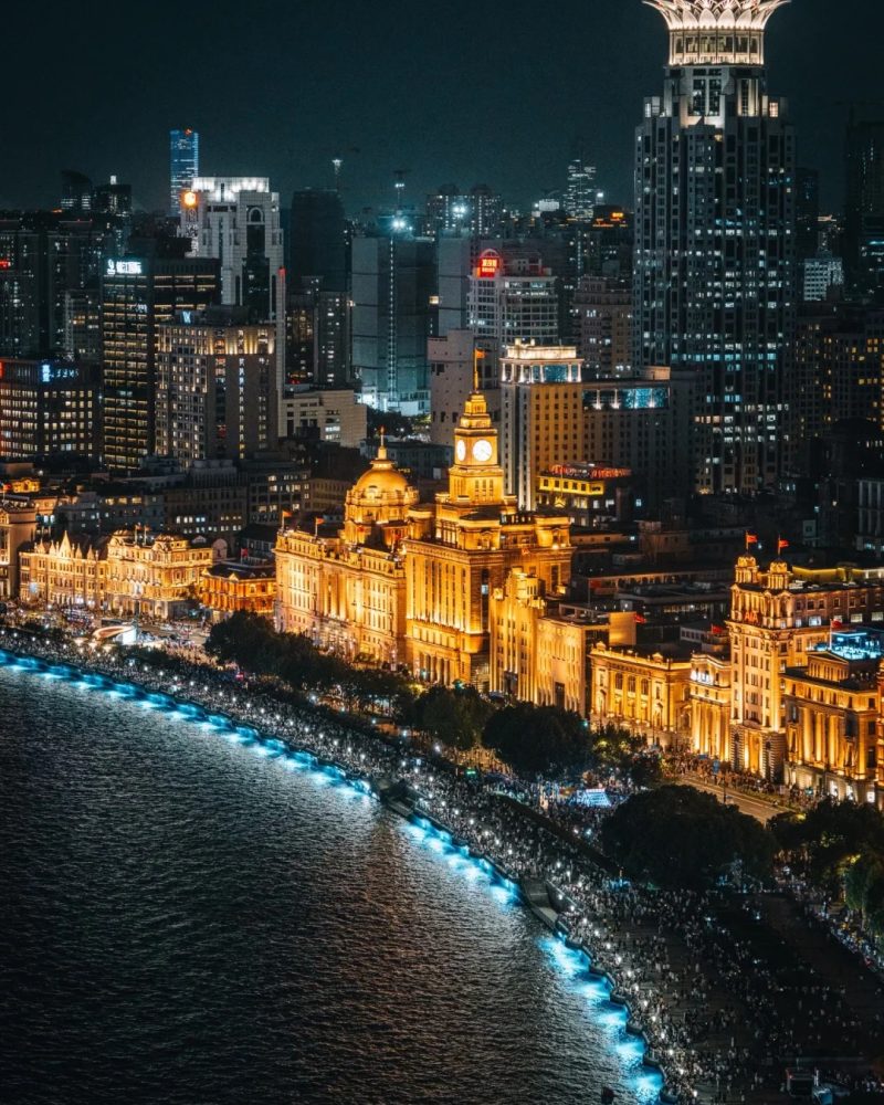 Shanghai Bund waterfront at night at the end of a 30-day private China grand tour