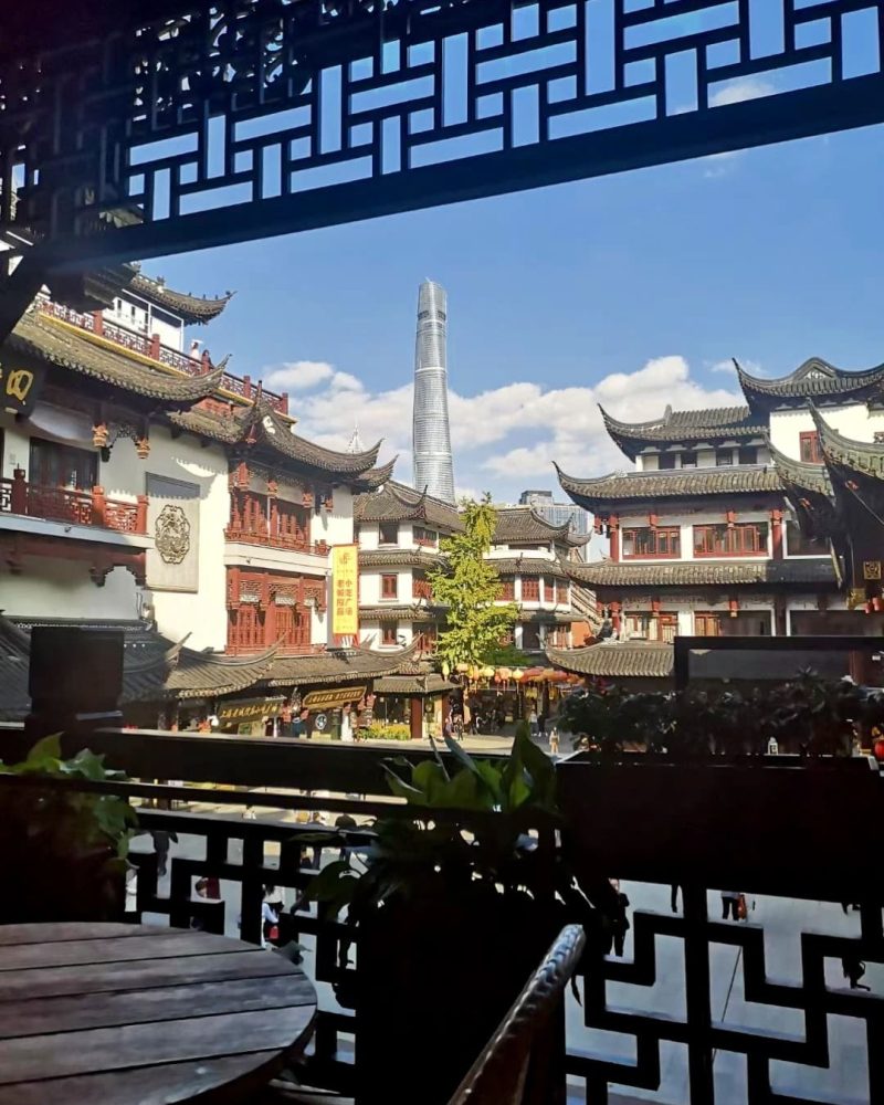 Shanghai City God Temple with traditional architecture in the Old Town