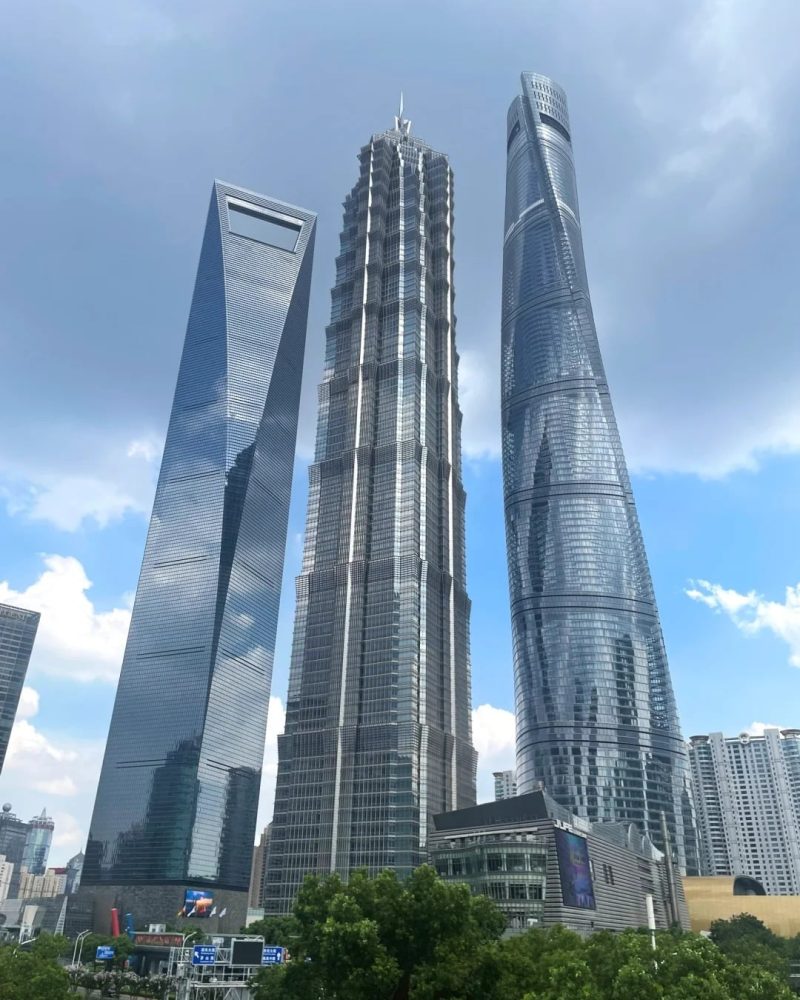 Lujiazui three towers skyline in Shanghai during the daytime