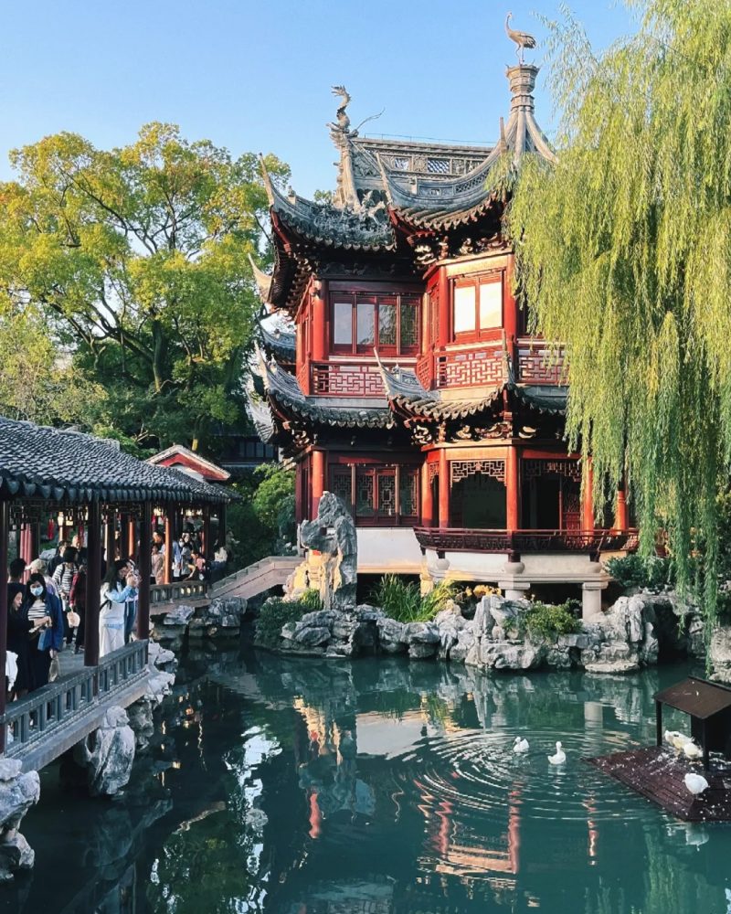 Traditional Chinese architecture and ponds inside Yuyuan Garden in Shanghai