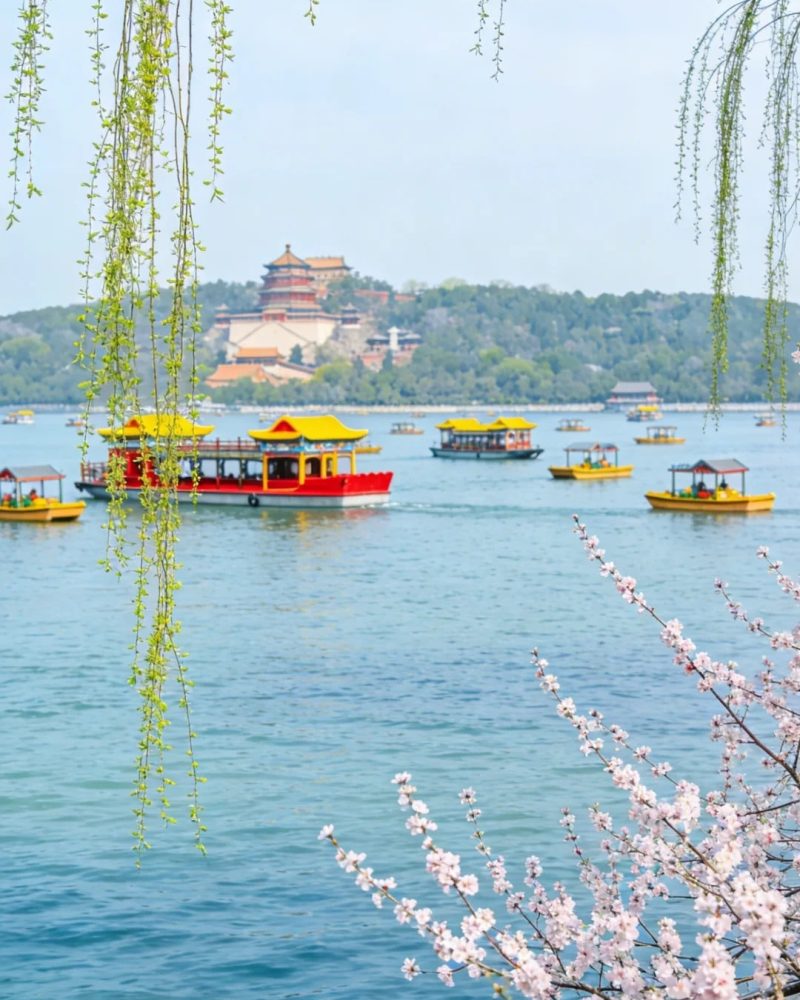 Boats on Kunming Lake with the Summer Palace in the distance, Beijing