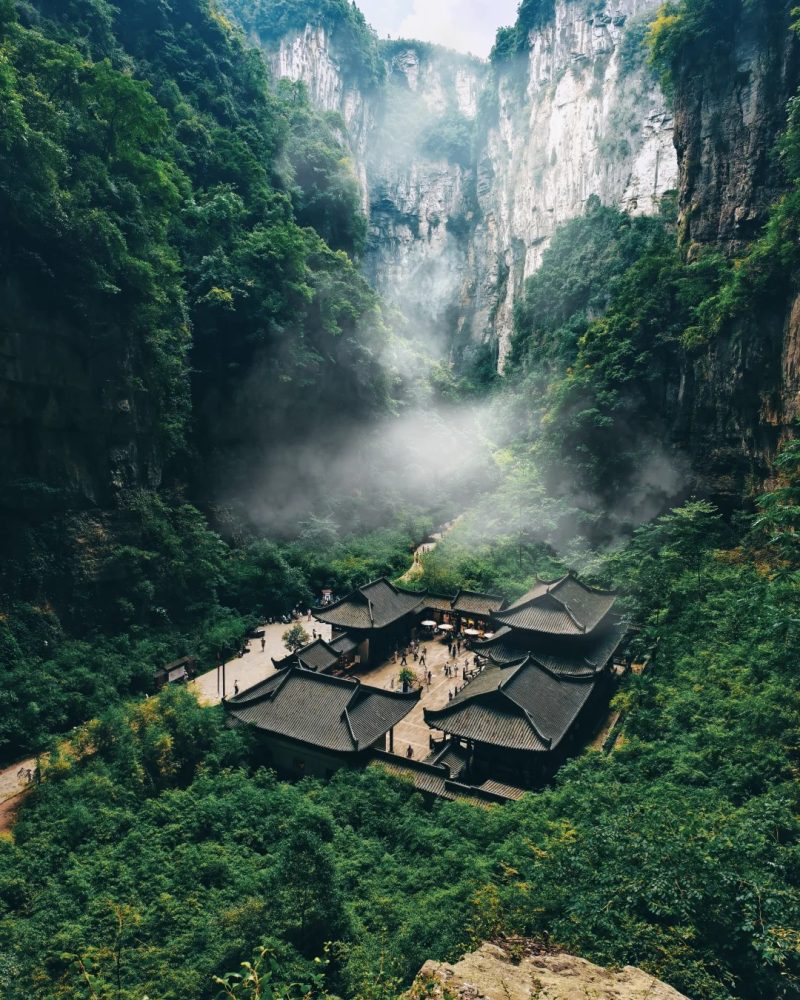 Wulong Three Natural Bridges karst valley in Chongqing