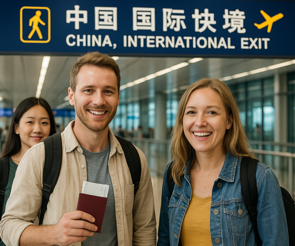 外国游客在国际机场免签进入中国 - PandaPower Travel