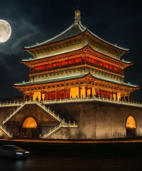 Xi’an Bell Tower Under the Moonlight