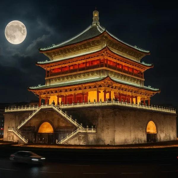 Xi’an Bell Tower Under the Moonlight