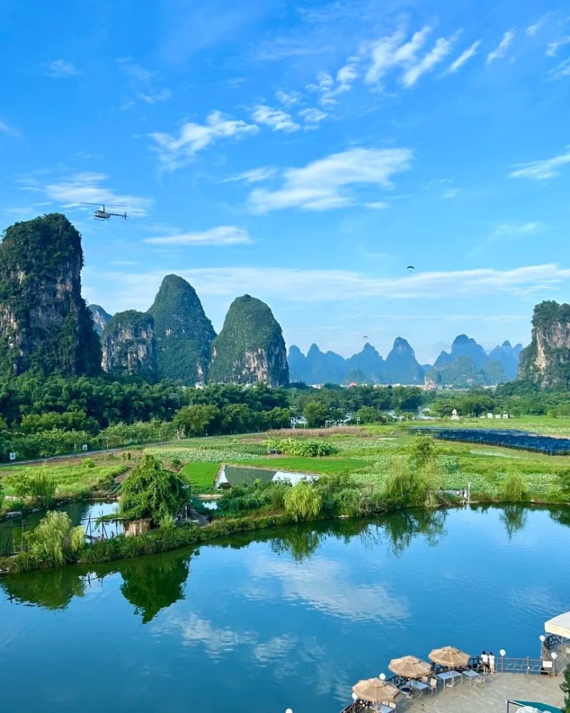 Karst mountains and riverscape in Yangshuo, Guangxi