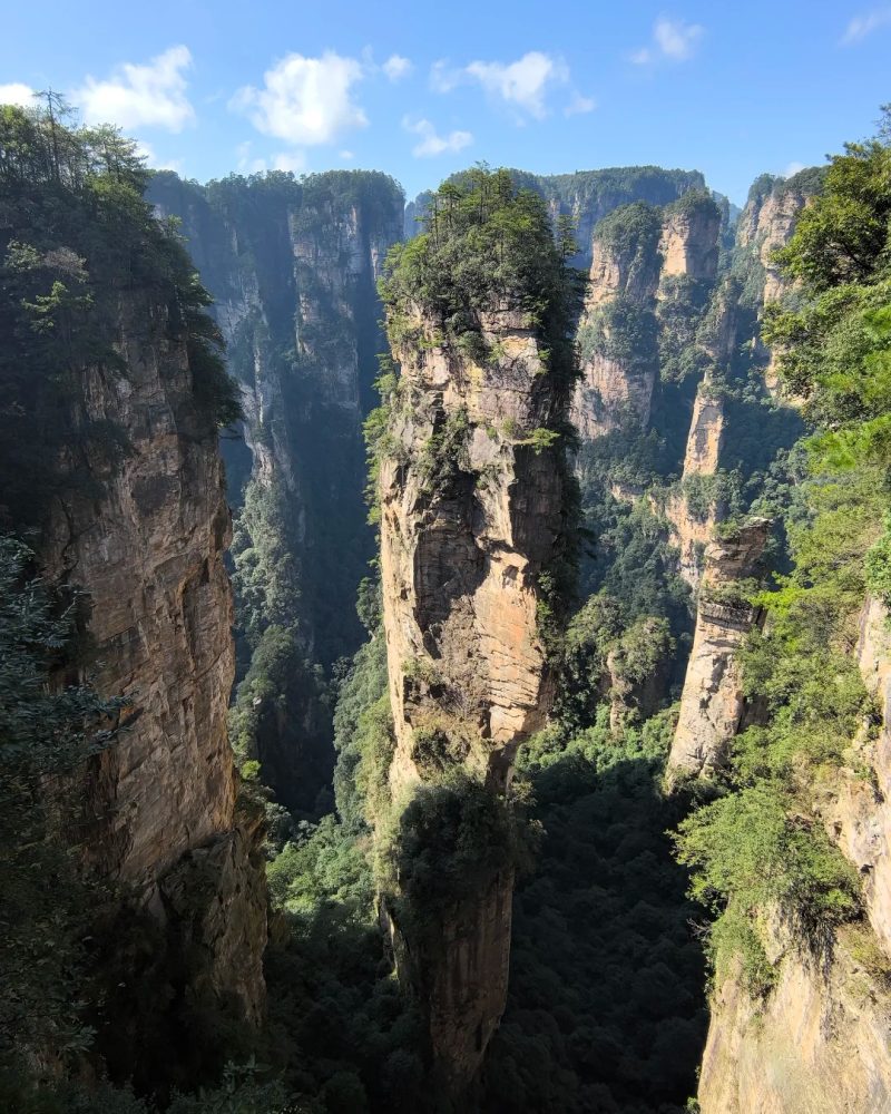 Yuanjiajie sandstone pillars known as Avatar Mountains in Zhangjiajie