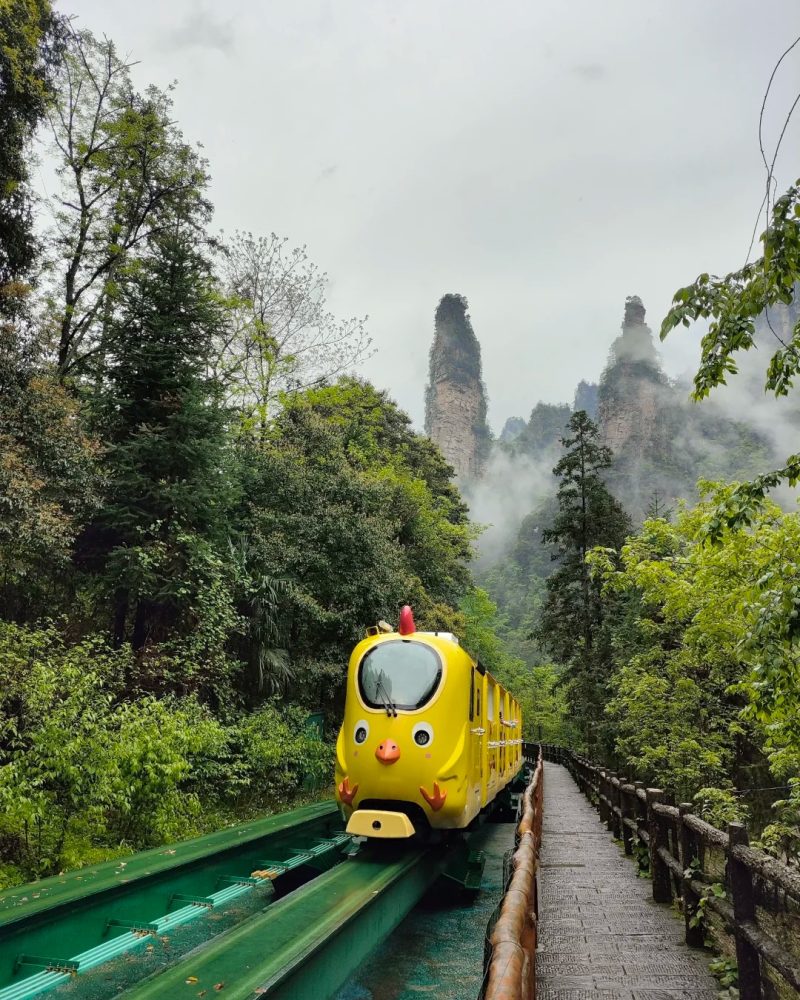 Ten-Mile Gallery scenic train in Zhangjiajie National Forest Park