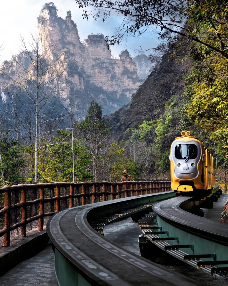Ten-Mile Gallery route surrounded by sandstone peaks in Zhangjiajie